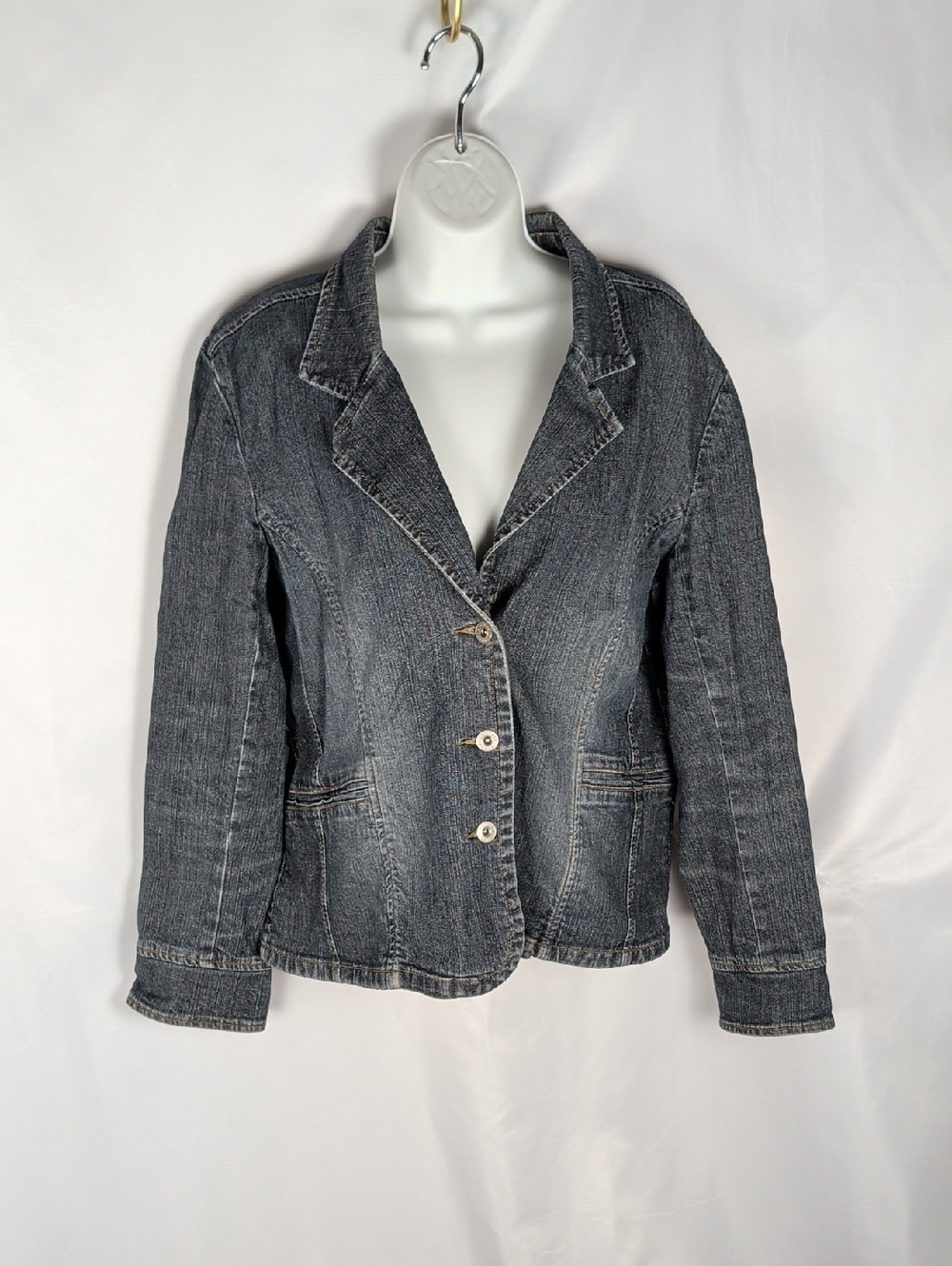 Vintage Contrast Jeans Dark Wash Denim Blazer Jacket – Y2K Dark Wash XL
